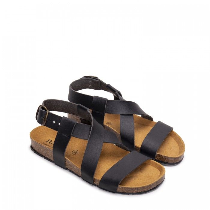 AMBRO BLACK SANDALI VEGAN INCROCIATI SLINGBACK