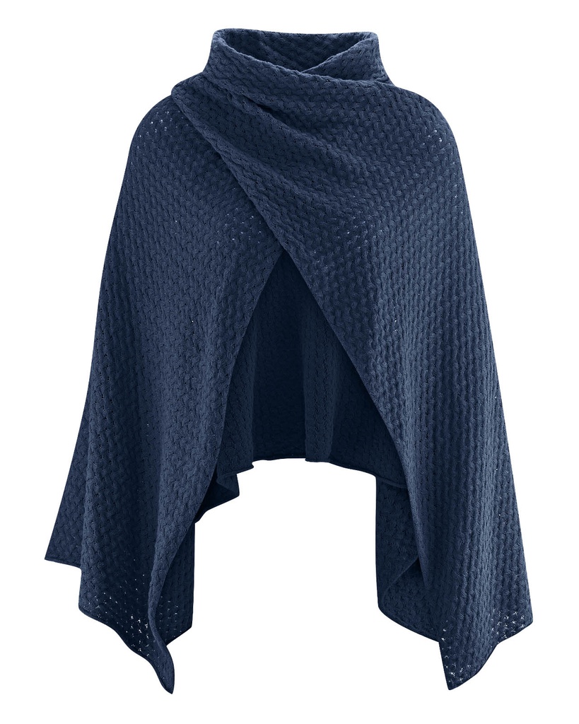 Poncho in maglia di fibre riciclate-Taglia Unica