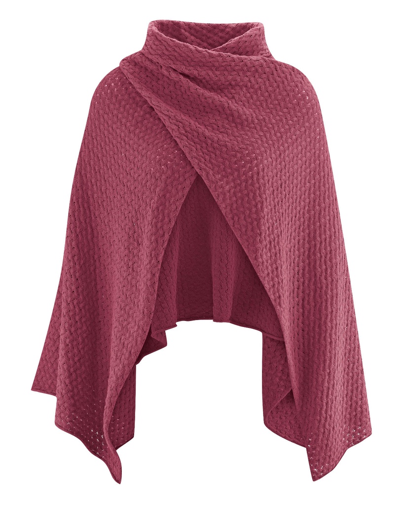 Poncho in maglia di fibre riciclate-Taglia Unica