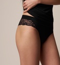 Slip brasiliana in tessuto naturale biologico e pizzo | Nero