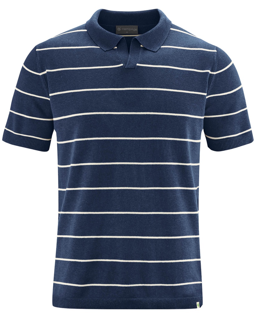 Polo shirt a righe in pura canapa e cotone biologico