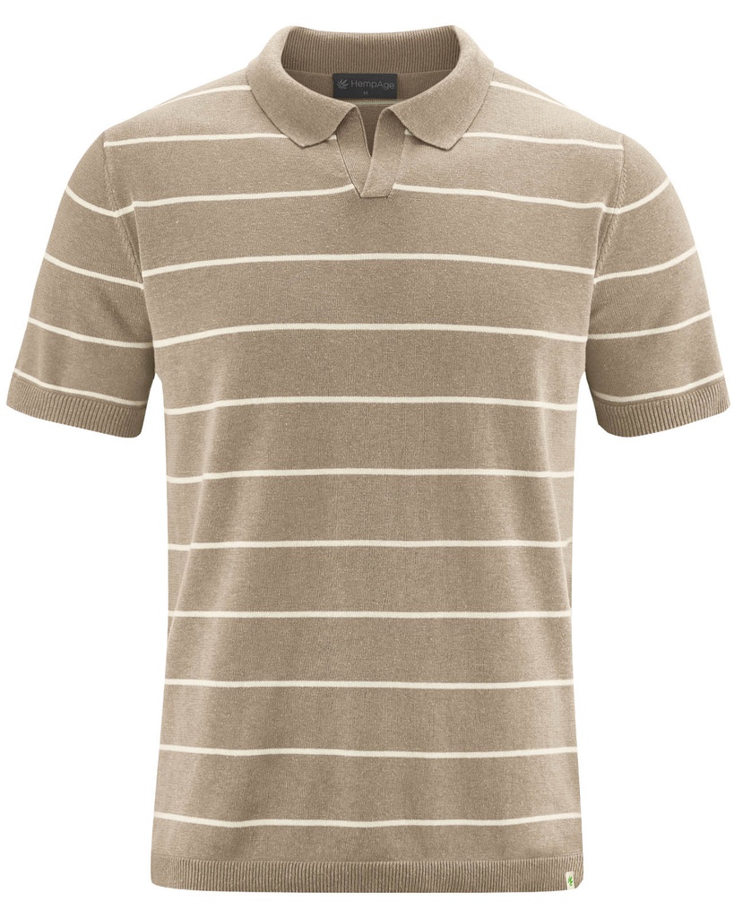 Polo shirt a righe in pura canapa e cotone biologico