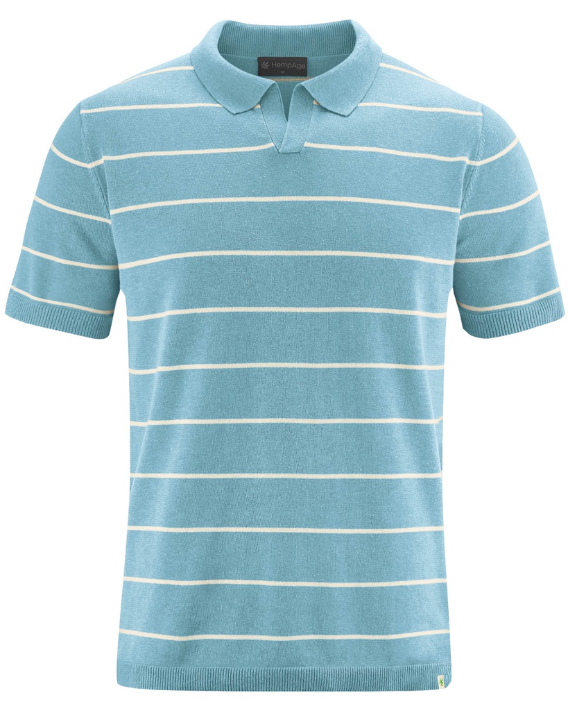 Polo shirt a righe in pura canapa e cotone biologico