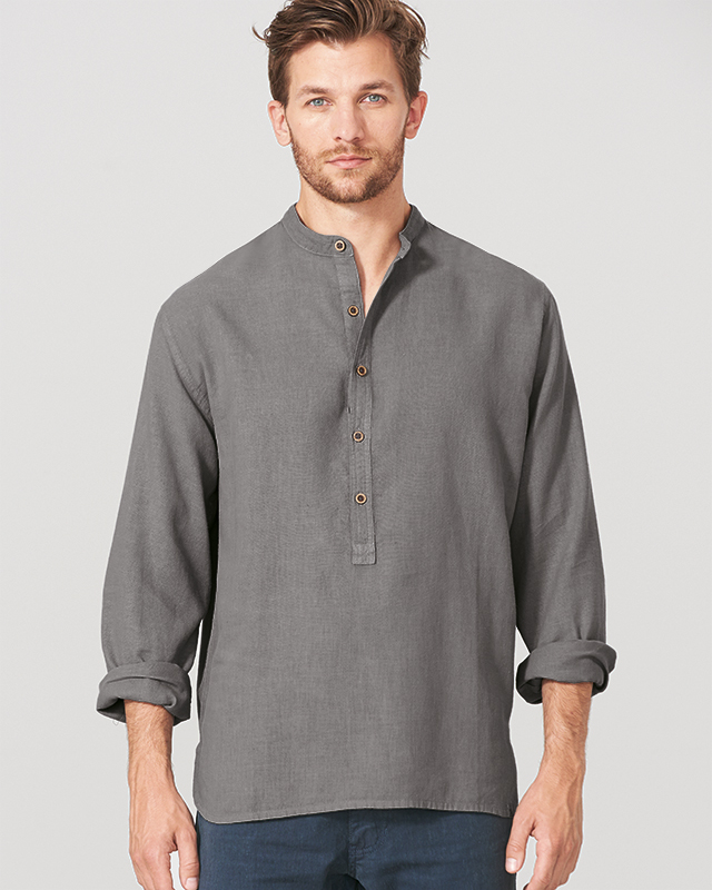 Camicia coreana, canapa e cotone biologico
