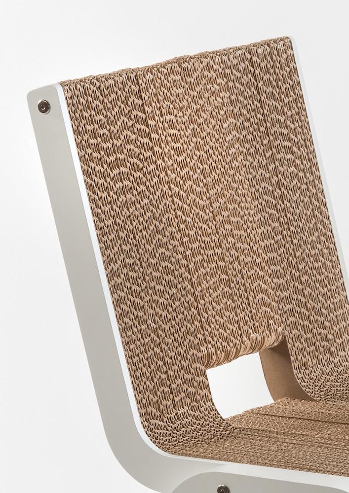 PREZZO SU RICHIESTA - Less Chair- sedia in cartone bianco senza braccioli