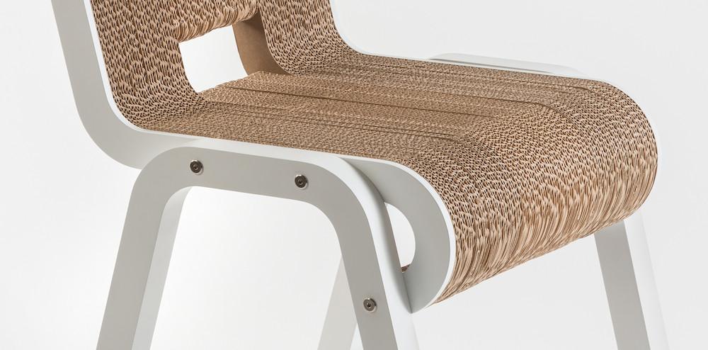 PREZZO SU RICHIESTA - Less Chair- sedia in cartone bianco senza braccioli