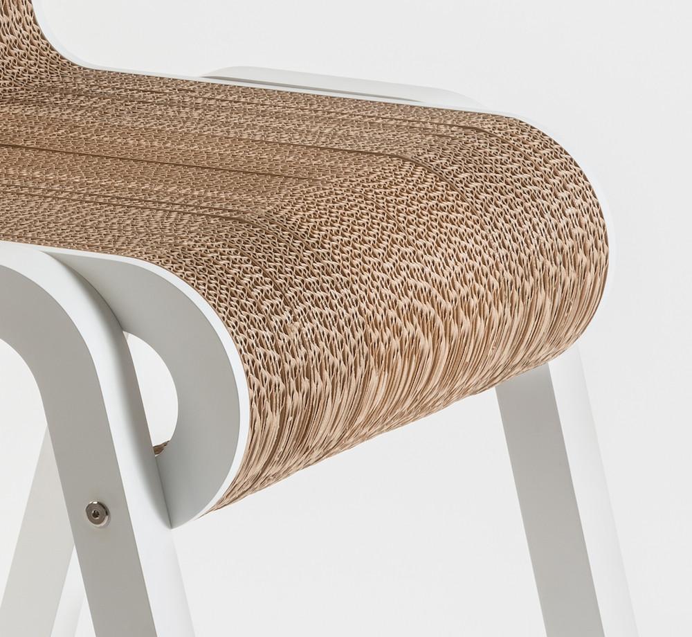 PREZZO SU RICHIESTA - Less Chair- sedia in cartone bianco senza braccioli