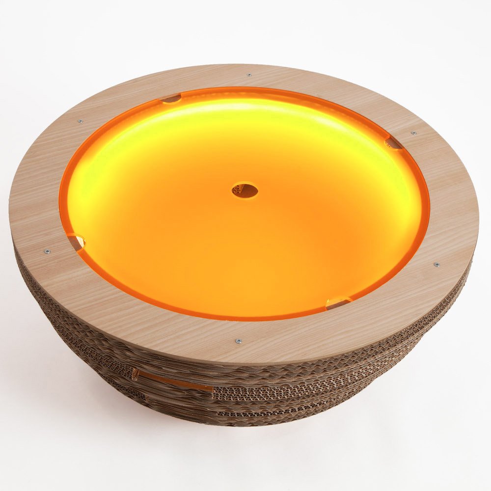 PREZZO SU RICHIESTA - Tavolino Tappo in cartone e legno - Arancio