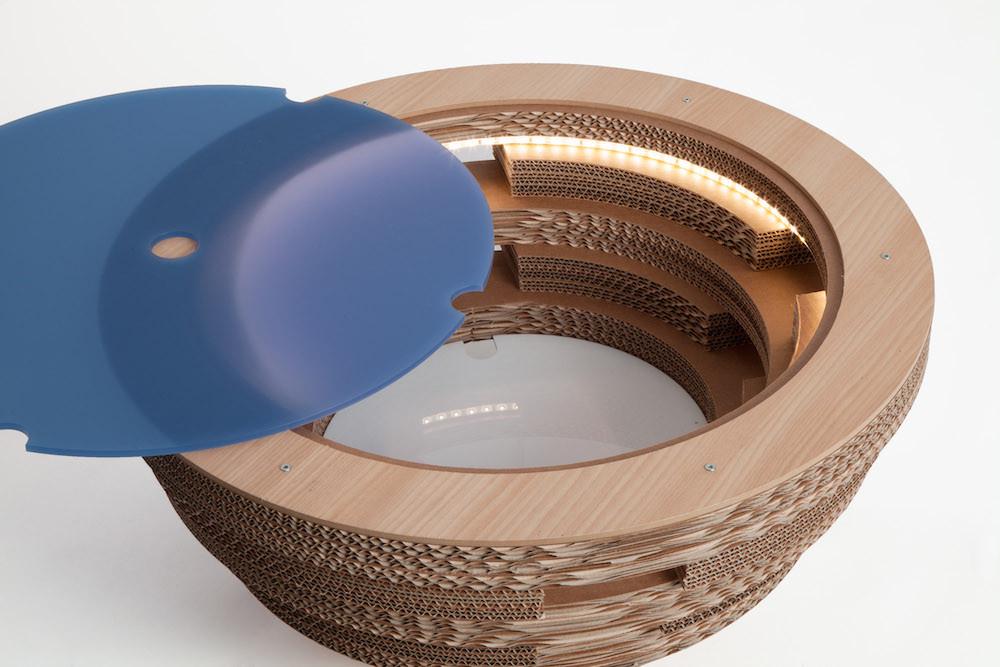 PREZZO SU RICHIESTA - Tavolino Tappo in cartone e legno - Blu