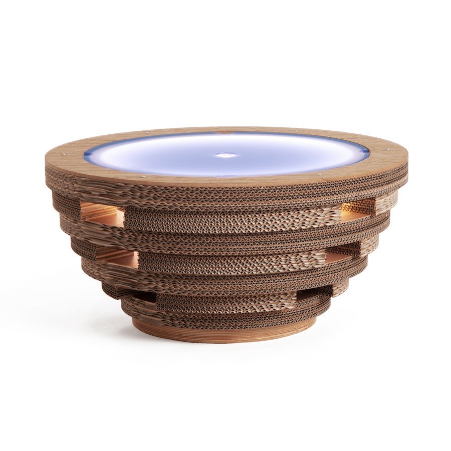 PREZZO SU RICHIESTA - Tavolino Tappo in cartone e legno - Blu