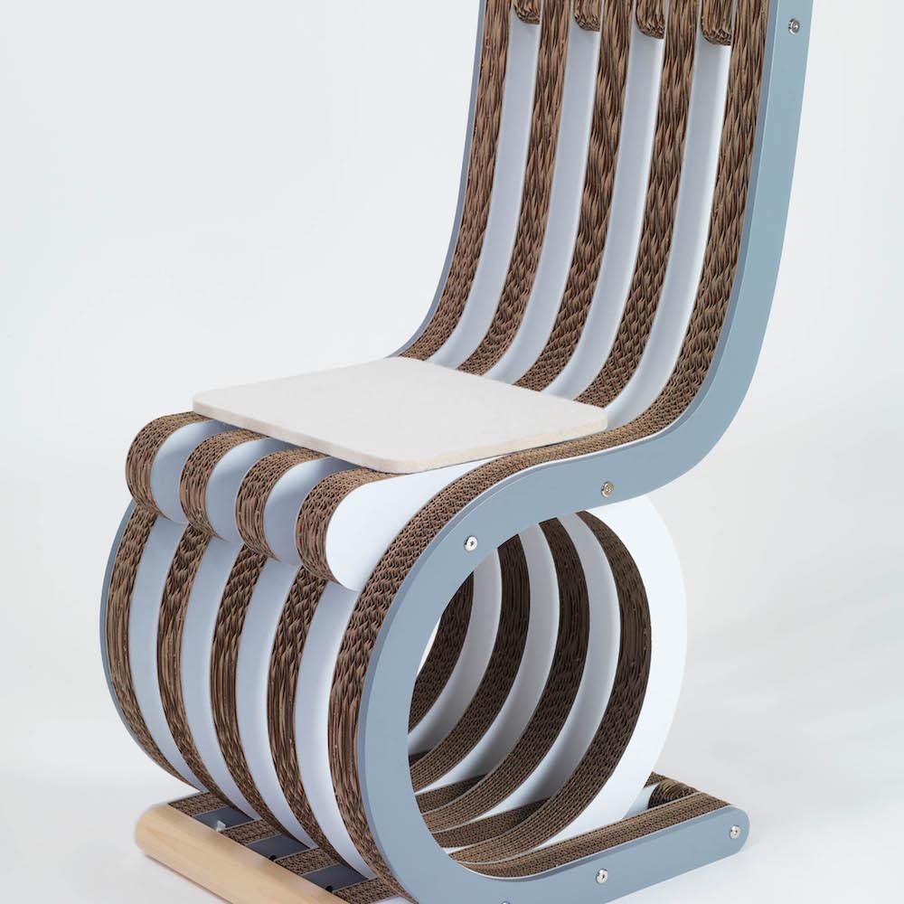 PREZZO SU RICHIESTA - Twist Chair - sedia in cartone e legno laccato colorato