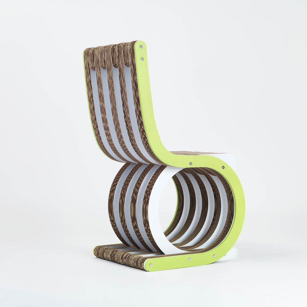 PREZZO SU RICHIESTA - Twist Chair - sedia in cartone e legno laccato colorato