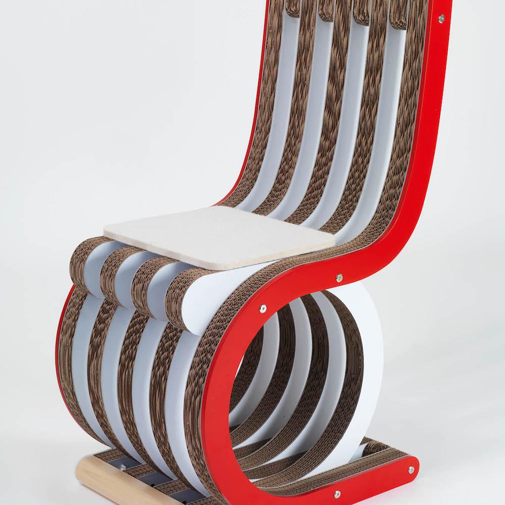 PREZZO SU RICHIESTA - Twist Chair - sedia in cartone e legno laccato colorato