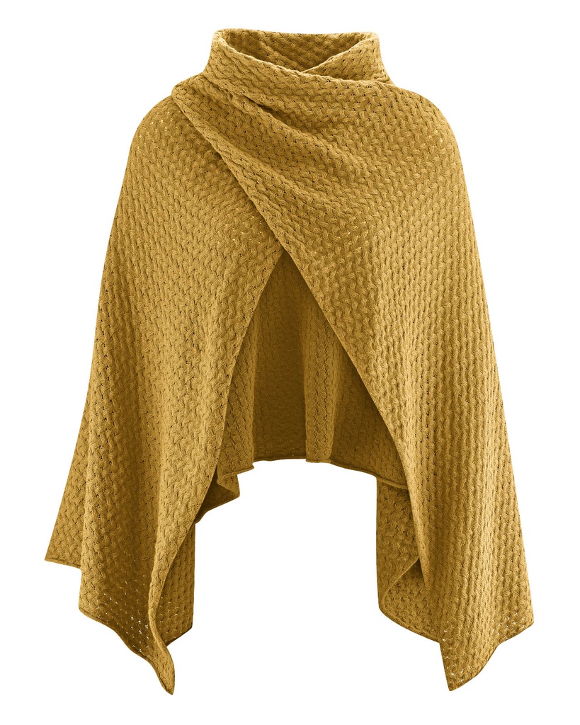 Poncho in maglia di fibre riciclate-Taglia Unica